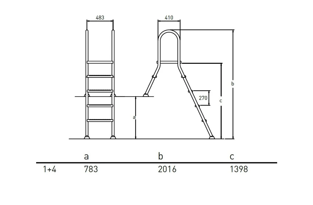 Flexinox Zwembadtrap A-Frame 1 + 4 Treden AISI 304 4 Flexinox Zwembadtrap A-Frame 1 + 4 Treden AISI 304 - Afbeelding 2
